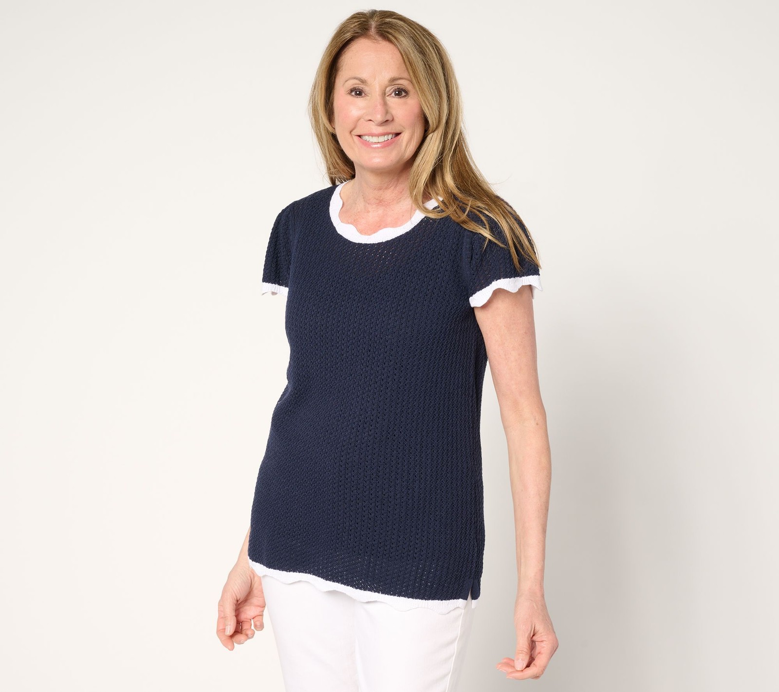 Belle by Kim Gravel Women's Top Sweater Sz 2XS (XXS) Born to Bloom Blue A683336