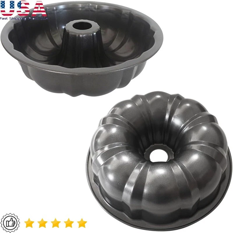 7 inch Carbon Steel Fluted Baking Pan Non Stick Kuchen Mold Tube Cake Pan New