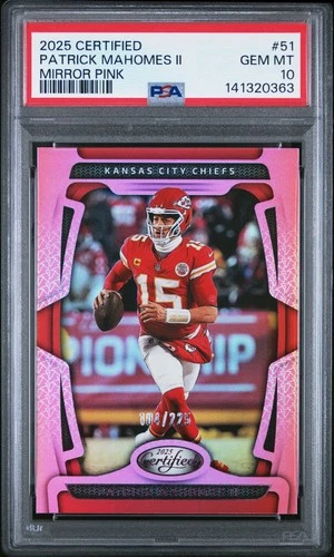 2025 PANINI CERTIFIED MIRROR PINK #51 PATRICK MAHOMES II 104/225 PSA 10
