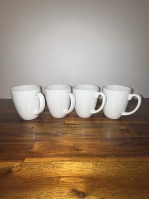 Corelle Coordinates Stoneware White Coffee Mugs Cups - Set of 4 EXCELLENT 12 OZ