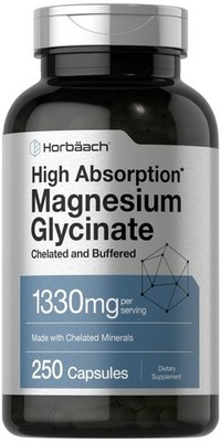 Horbaach Magnesium Glycinate 1330mg | 250 Capsules | Buffered with Chelated M...
