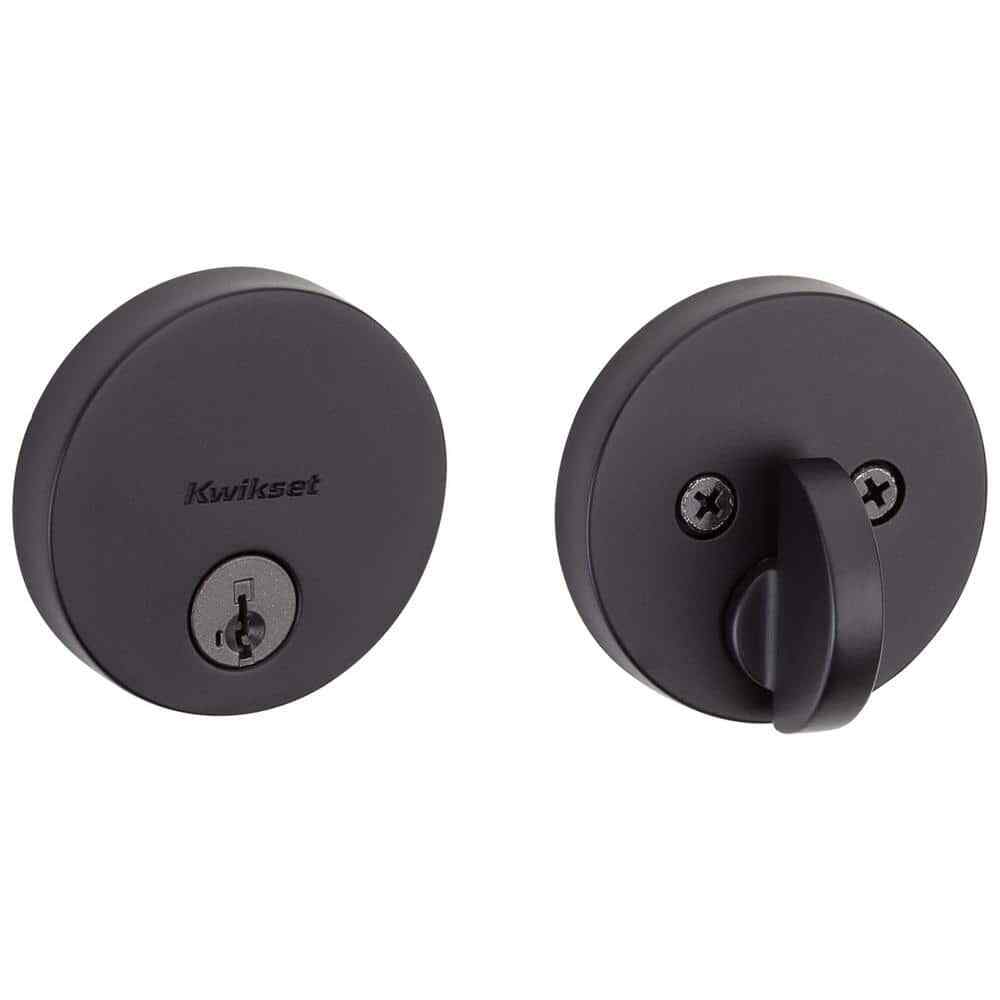 Hierro cerrojo monocilíndrico Kwikset Uptown negro SmartKey bajo perfil redondo