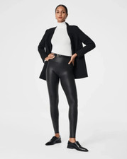 Spanx Faux Leather Crackle Black Women's Size Small