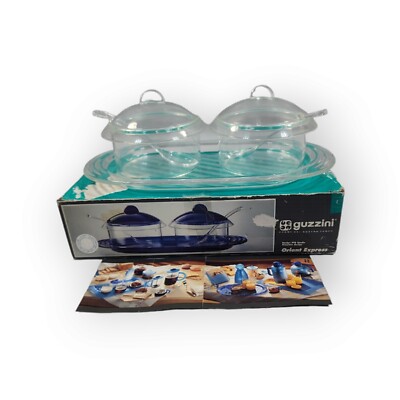 Guzzini Italy Orient Xpress Jar & Serving Spoon Set Clear Acrylic Lucite in Box