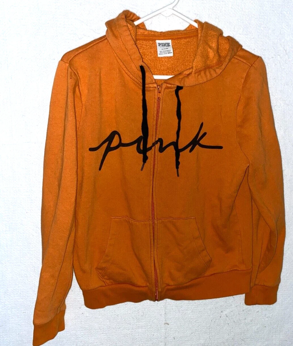 Sweat à Capuche Victoria's Secret Femme – Zip Intégral – Paillettes Ailes Bling – Orange Taille S