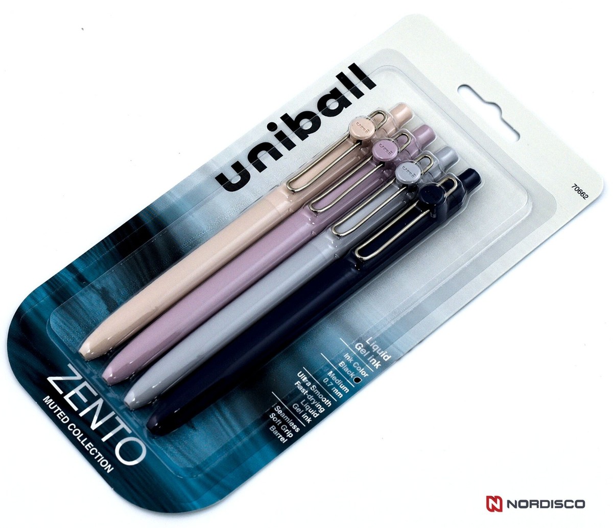 Uniball Zento 70662 Blk Gel Ink 0.7mm Rollerball Pens Muted