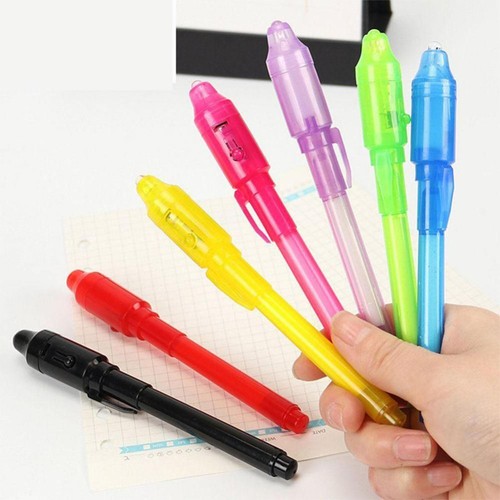 7pcs UV Light Invisible Ink Spy Pen Magic Secret Marker Message Pens Kids Toy - Picture 4 of 10