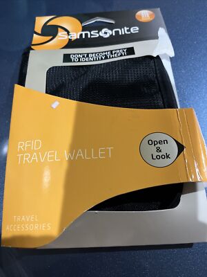 NEW BLACK Samsonite RFID Travel Wallet Passport Credit Card Anti-Hack 
