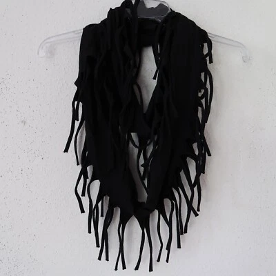 MOONSHINE FASHION MOONSHINE toller Fransen Loop Schal Kette Halsband Baumwolle schwarz