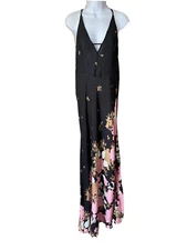 Free People Maxi Dress XS Get To You Floral Printed in Black Combo NWT $118 Boho