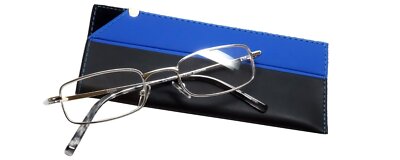 Calabria 753XL Extra Wide&Large Metal Reading Glasses with Slip Case Silver+3.00