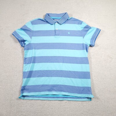 Izod Advantage Performance Stretch Golf Polo Shirt Men's Large Blue Logo  S/S