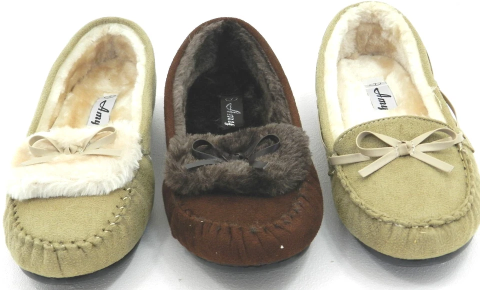 Women's Warm Winter Comfortable Fur Moccasin Round Toe Slip On Flat Shoe sz 5-10 - Image 2 of 4