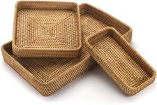 Rattan Serving Tray, Woven Tray, Natural Wicker Decorative Serving Basket