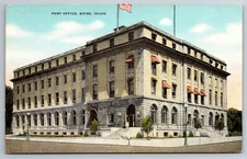 Vintage Postcard ID Idaho Boise Post Office Street View -3595