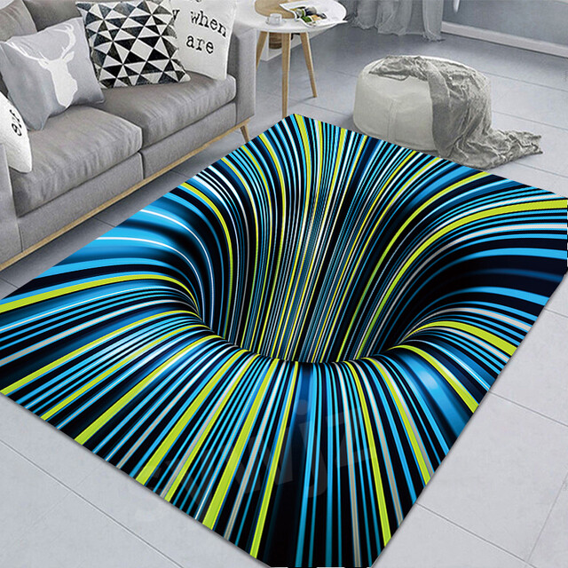 3D Effect Carpet Vortex Optical Illusion Floor Area Rug Abstract ...
