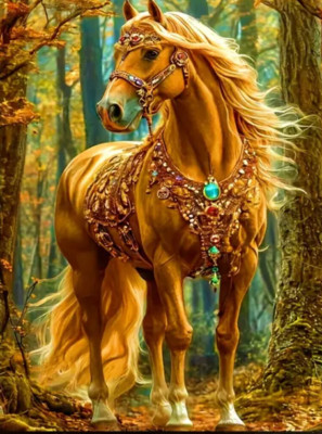 5D Diamond Painting Kit Beautiful Tan Horse 30cmx40cm