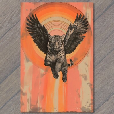 STICKER Tiger Rainbow Winged Black Monster Weird Creepy Scary Unusual Strange