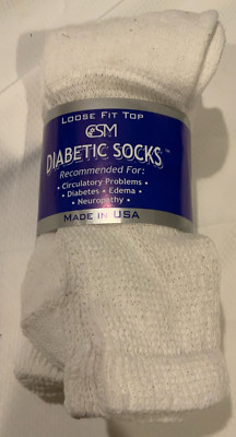 Loose Fit Top CSM Diabetic Socks - 3 Pairs, Size 10-13, Color White | eBay