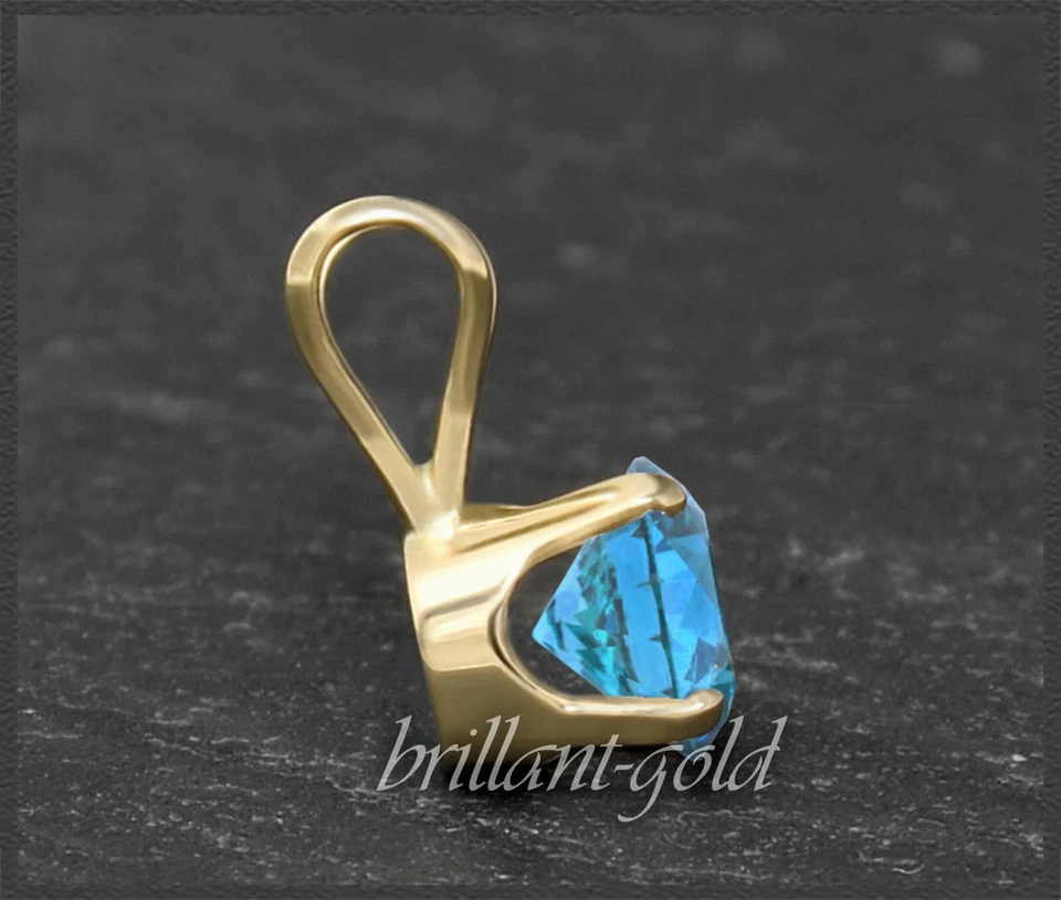 Anhänger mit aquamarin-blauer Topas 4, 5, 6, 7 mm, 585 Gold; Gelbgold, Weißgold - Bild 3 von 4
