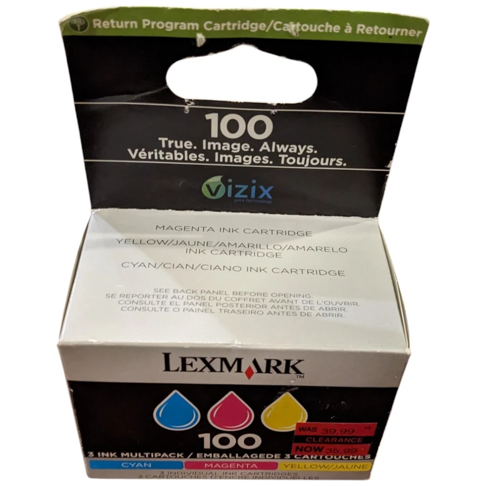 Lexmark 100 Tri Color Cyan Magenta Yellow Cartridge for Inkjet Printers - Image 4 of 4