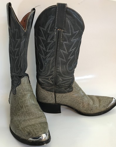 Steel Toe Gray Leather Western Cowboy 