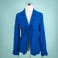 Talula Aritzia Size 4 Royal Blue Open Unlined Long Sleeve Lightweight Blazer