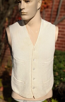 VICTORIAN 19TH C WHITE KNIT MEN'S BUTTON WAIST COAT