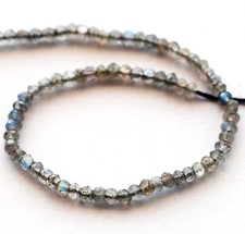 HALF STRAND TOP QUALITY SPARKLY LABRADORITE FACETED RONDELLE BEADS, 3 X 2.5 MM