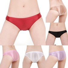 Womens Mens Silky Shiny Satin Glossy Wet Look Knickers Briefs Underwear Panties