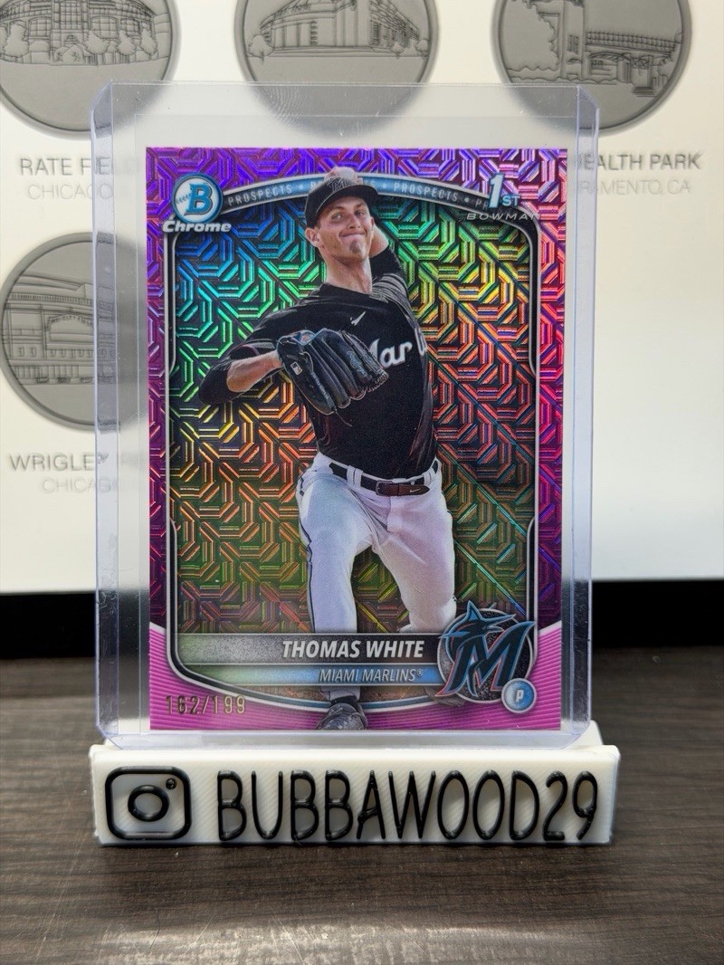 2025 Bowman Chrome Prospects Mega Box Pink Mojo Refractor /199 Thomas White