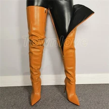 Pointed Toe Over The Knee Thigh High Boots for Women Party Stiletto Heels Shoes
