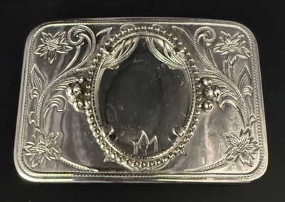 #ad #ad Vintage Western Etched Silver Belt Buckle w Frame 3.25quot; L $14.99