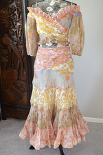 Zimmermann Formal Postcard Pleated Midi Skirt & cripped top Set - Size 1 (US 8)