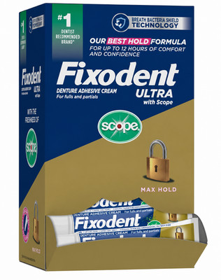 50 Tube Fixodent Ultra Scope Denture Adhesive Cream .35oz Pocket Sample