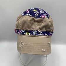 Women's Military Cadet Floral Distressed Adjustable Cap Hat