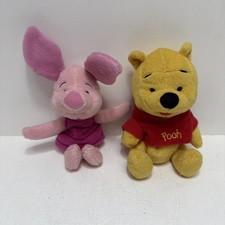 Vintage Walt Disney Set 2 Winnie the Pooh Plush Bear Piglet Mattel Arco 6  1990s