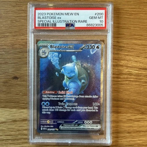 Blastoise ex 200/165 Mew En-151 200 Special Illustration Rare GEM MINT PSA 10