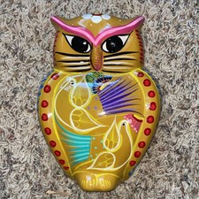 Mexican Pottery Talavera Hand Painted Owl 10" Wall Decor Mexican Folk Art