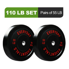 55LB Olympic Bumper Plates Pair, 2-Inch Black Rubber Weight Plates with Steel Hu