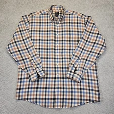 JOS A BANK Executive Collection Multi-Color Check Button Dress Shirt Men L-XL