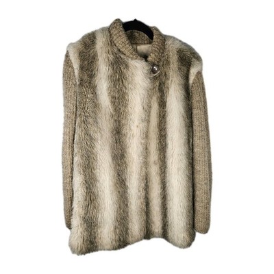 Vintage D'ESPRIT Dubrowsky & Perlbinder Faux Fur Wool Coat/Jacket Womens Size 14