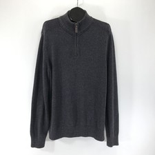 Eddie Bauer 1/4 Zip Knit Pullover Sweater Men's Tall Large Gray 100 Cotton