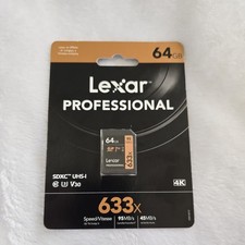 Lexar Professional 633 X 64GB SDXC UHS-1 95 MB/s Read 45 MB/s Write Speeds NEW