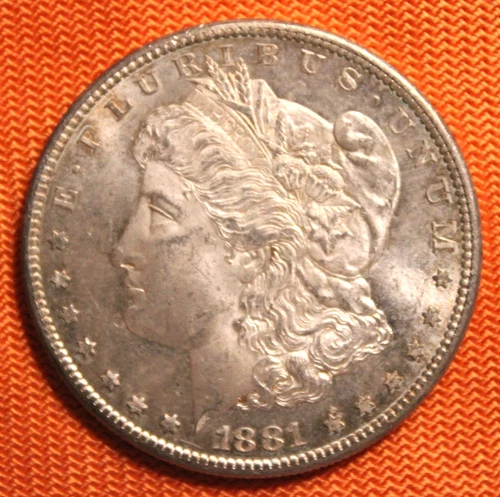 BU 1881-S Morgan Silver Dollar, $1, Toned Edge Reverse