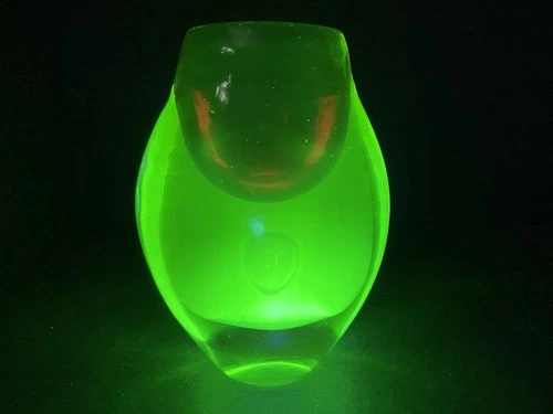 vtg Murano Glass Vase Sommerso Vaseline Uranium 5” Red+Yellow *read*