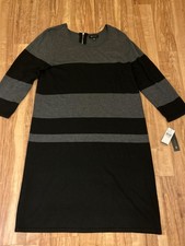 AB Studio Womens Size XL Sweater Dress Black and Gray New w/ Tags 3/4 Sleeve
