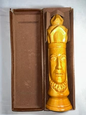 1969 Old Crow Chessman Light King Empty Ceramic Whiskey Decanter & Display Box