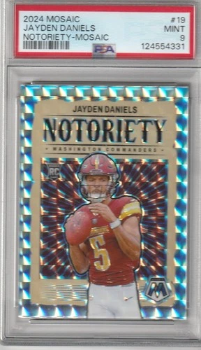 2024 Mosaic Jayden Daniels Rookie Notoriety Mosaic PSA 9 Mint Commanders SP RC