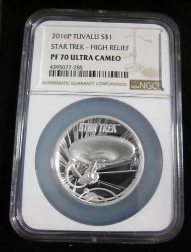 2016-P TUVALU HIGH RELIEF Silver 1oz STAR TREK NGC PF70 ULTRA CAMEO